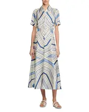 Sandro Spiral Motif Silk Midi Dress