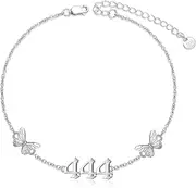 [MEIDERBO] Angel Number Bracelet for Women 925 Sterling Silver Butterfly with Angel Number 333/444/777 Bracelets Adjustable Numerology Jewelry Gifts for Women Wife Mother