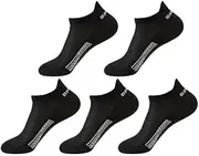 [Generic] Athletic No Show Socks, Low Cut Ankle Design, Unisex, Breathable Mesh, Comfortable Polyester Blend, Low-Cut Invisible Socks with Arch Support for Sports & Outdoor Activities, Black, 5 Pairs, Black,