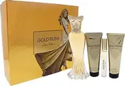 Gold Rush by Paris Hilton for Women - 4 Pc Gift Set 3.4oz EDP Spray, 0.20oz EDP Rollerball, 3oz Body Lotion, 3oz Shower Gel
