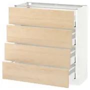 METOD base cab 4 frnts/4 drawers, white Maximera/Askersund light ash effect, 80x37x80 cm