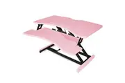 Fortia Desk Riser 77cm Wide Adjustable Sit to Stand for Dual Monitor, Keyboard, Laptop, Pink