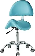 Saddle Stool Chair w/Back Support Adjustable Height Dental Hygienist Swivel Chair for Kitchen/Shop/Hospital