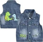 VOOGLAN Boys Girls Denim Vest Jacket Fashion Casual Sleeveless Jean Waistcoat, Age 1-6 Years Unisex Kids Outerwear