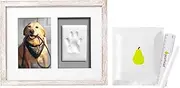 Pearhead Pet Pawprints Wall Picture Frame and Clay Impression Kit, Clay Paw Print Making Kit, Pet Memorial Keepsake Photo Frame, Pet Owner Gifts, Wall Decor, Distressed White