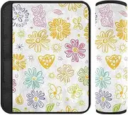 Fresh Spring Simple Colorful Flowers 2 pcs seat Belt Strap, Release Stress to Your Neck and Shoulders, car seat Shoulder pad for Backpack Backpack Truck