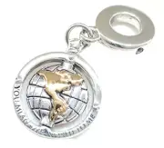 PANDORA SS and 14K Gold Spinning World Dangle Travel Charm 799303C01