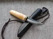 Neck Carry Puukko Knife - Straight Back Finnish Blade With Juniper Handle