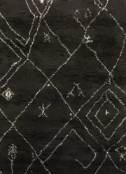 Black Trellis Moroccan Berber Indian Plush Wool Hand-made Area Rug 6x8 Carpet