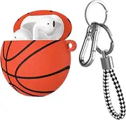 Takfox AirPods Case, Airpods Cover Case Sports Cool Cute Fashion Protective Shockproof Portable Stylish Headphone Accessories Case with Keychain/Carabiner for Apple Airpods 1 & AirPods 2-Basketball