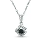 0.1 CT. Enhanced Black Natural Clarity Enhanced Solitaire Love Knot Pendant in 10K White Gold
