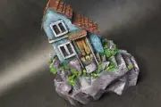 Handmade Miniature Diorama Sculpture - "House on the Cliff"