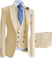 [JEShifangjiusu] 3 Piece Business Slim Fit Suit for Men Casual Stylish Tuxedos Formal Wedding Suits Dress Blazer Jacket Vest Pants Set