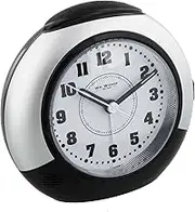 Black & Silver Alarm Clock with Silent Sweep No Ticking Feature Plus Snooze & Light