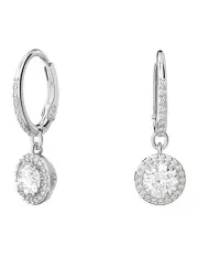 [Swarovski] Una Drop Earrings Round Cut Pave Rhodium Plated in White