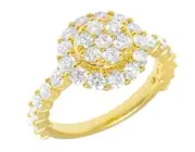 10K Yellow Gold Cluster Diamond 13MM Engagement Ring 2 CT
