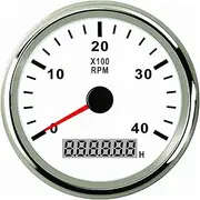 GPVPGHGRJ Tachometer for Boat Motor 85mm Round 0-4000RPM Hour Meter Waterproof Generator RPM REV Counter with 12 V 24 V with Back Light Speedometer(WS)
