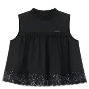 [We11done] Black Womens Lace Border Blouse