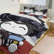 a2590 Kuromi Anime Duvet Cover Set Size, Cartoon Bedding Set 3-Piece, Comforter Cover Set for Teens Boys Kids Girls, 1 Duvet Cover And 2 Pillowcase Tw