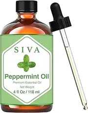 Siva Peppermint Essential Oil (118 ml) Premium Essential Oil with Dropper for Diffuser, Aromatherapy, Hair Care, Scalp Massage & Skin Care 4 Fl Oz (Pack of 1)
