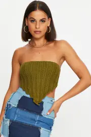 Green Knit Scarf Top - Size M, Women's Trial Jersey