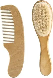 Toyvian 1 Set Newborn Hair Brush Wooden Comb and Wool Brush for Gentle Scalp Care Soft Bristles for Comfort Shower Present Lightweight and Portable