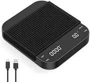 3kg Digital Coffee Scales with Timer, Rechargeable Espresso Coffee Scale, LED Display Espresso Scale with Tare Function, Temperature Resistant, 0.1g Precision, Auto Shut Off, Units Conversion