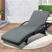 190cm Livsip Outdoor Sun Lounge Chair Rattan Wicker Lounge Day Bed Patio Furniture