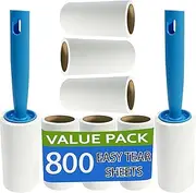 Lint Rollers for Pet Hair, Extra Sticky Roller 800 Sheets, Lint Remover for Couch, Clothes Furniture and Carpet Dog Hair Remover Cat Hair, Animal Fur, Fuzz. 8 Large Rollers + 2 Reusable Handles