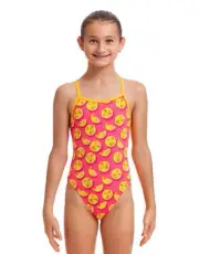 Funkita Girls Mark Spritz Single Strap Swimsuit - Pink/Yellow