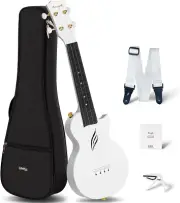 Soprano Ukulele 21 Inch Carbon Fiber Travel Ukelele with Beginner Bundle Kit Inc