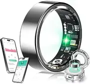 XSWCCJJ New Upgraded Smart Ring【JZ5.0 Chip & 0 Measurement Error】 IP68 Waterproof | Smart Ring Women & Men For Sports Time, Distance with iOS & Android No App Subscription Silver 11#
