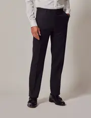 Hawes & Curtis Dark Charcoal Twill Wool Slim Fit Suit Trousers Size: 28" (EU 44)