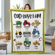 Construction Truck Minky Blanket with Biblical Affirmations - God's Promises