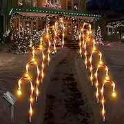 12 Pack Christmas Decorations Outdoor Solar Candy Cane Lights, Upgraded Solar Fairy Lights with Star, 8 Modes Indoor & Outdoor Christmas Decorations for Walkway, Warm White