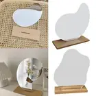 Irregular Cosmetic Make up Mirror w/ Wooden Base For Women Decorative Gift