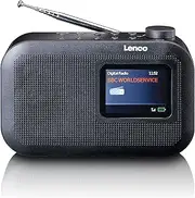 Lenco PDR-026 Portable DAB+ Radio - Bluetooth 5.1 - PLL FM Radio - 3 Memory Space Buttons - 2.6 Inch Colour Display - Integrated Battery - Telescopic Antenna - Black