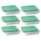 Pyrex (6) 7210 3-Cup Glass Dishes & (6) 7210-PC Light Green Plastic Lids
