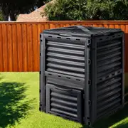 Groverdi Compost Bin 290L Recycle Composter Food Waste Kitchen Outdoor Garden Composting Box Black