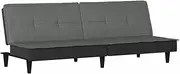 vidaXL Adjustable Sofa Bed with Modern Design - Dark Grey Color Fabric and Faux Leather Upholstery, Plywood Frame, Ideal for Living Room and Lounge Area
