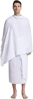 [C&A COLLECTION] Muslim Men's Pilgrimage Clothing, 2Pcs Soft Skin-Friendly Washable Men's Muslim Pilgrimage Towel Ihram Prayer Clothes for Adult Youth Islamic Believers, White, One Size