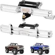 INJORA Front and Rear Bumper with Dual Exhaust - CNC Aluminum Bumper Set for 1/18 RC Crawler TRX4M High Trail F150 Upgrade