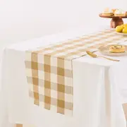 Natural Gingham Table Runner