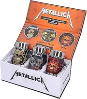 Nemesis Now Metallica Pushead Art Shot Glass Set of 3, Resin, Officially Licensed Metallica Merch, Removable Stainless Steel Inserts, Premium Gift Box, Cast in The Finest Resin, Expertly Hand-Painted