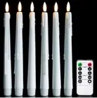 6 Real Wax Flameless Taper Candles with Remote, 9.6 Inches LED Window Candles