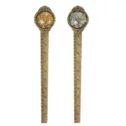 2pcs Metal Bookmark Ruler 10cm Metric Vintage Bookmark Light Blue & Orange