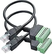 tunghey 2Pack RJ45 Male to 8 Pins Screw Terminal Block Adapter for Cat7 Cat6 Cat5 Ethernet Extender CCTV Digital Internet,RJ45 Male Plug to 8pins Terminal Ethernet Connector 30cm