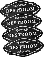 HONMEET Hotel Bathroom Door Signs 4 Pack Restroom Vinyl Stickers Long-Lasting Slip Toilet Decals Easy Application