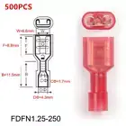 500PCS 22-16AWG Wire Insulated Female Spade Crimp Connectors Nylon Terminals Red