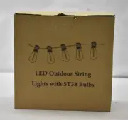Brightever LED Outdoor String Lights 100' Patio Lighting w 52 Edison Bulbs